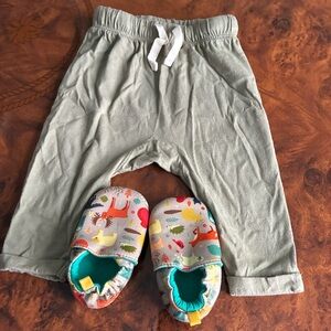 Old Navy Baby Pants and animal print slippers